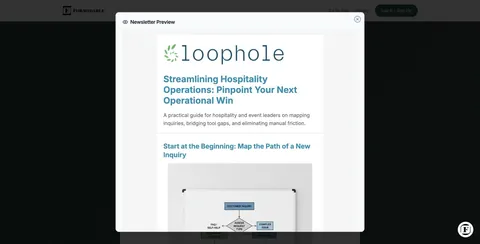 Formidable Press preview displaying the formatted Loophole demonstration newsletter.