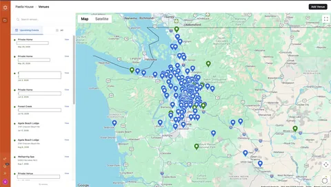 Map of Paella House venues across Washington